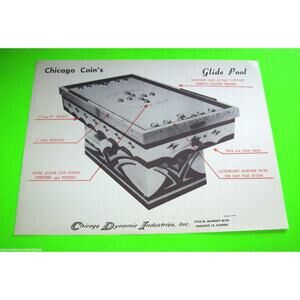 Glide Pool Shuffleboard Pool Table Arcade Game Flyer Original Chicago Coin 1954